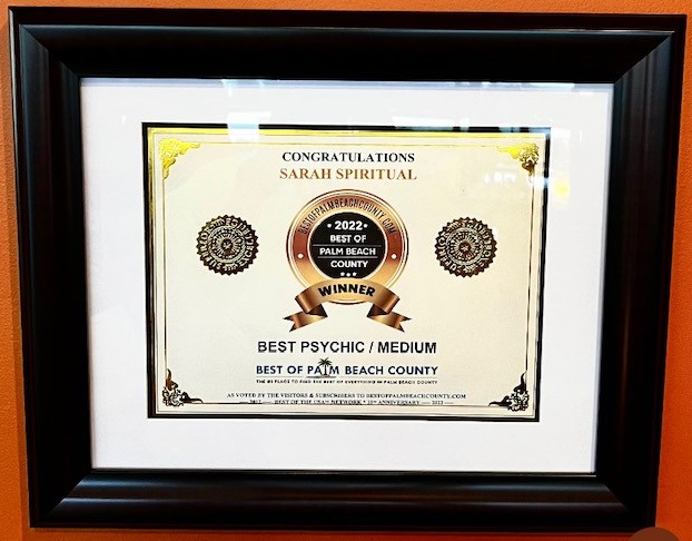 SarahSpiritual Best of 2022 Award Best Psychic Medium